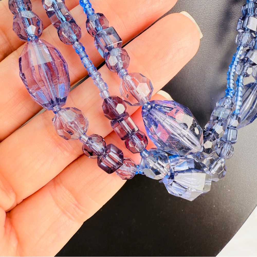 Pretty Blue Reflective, Layering, Multi Strand Ne… - image 5